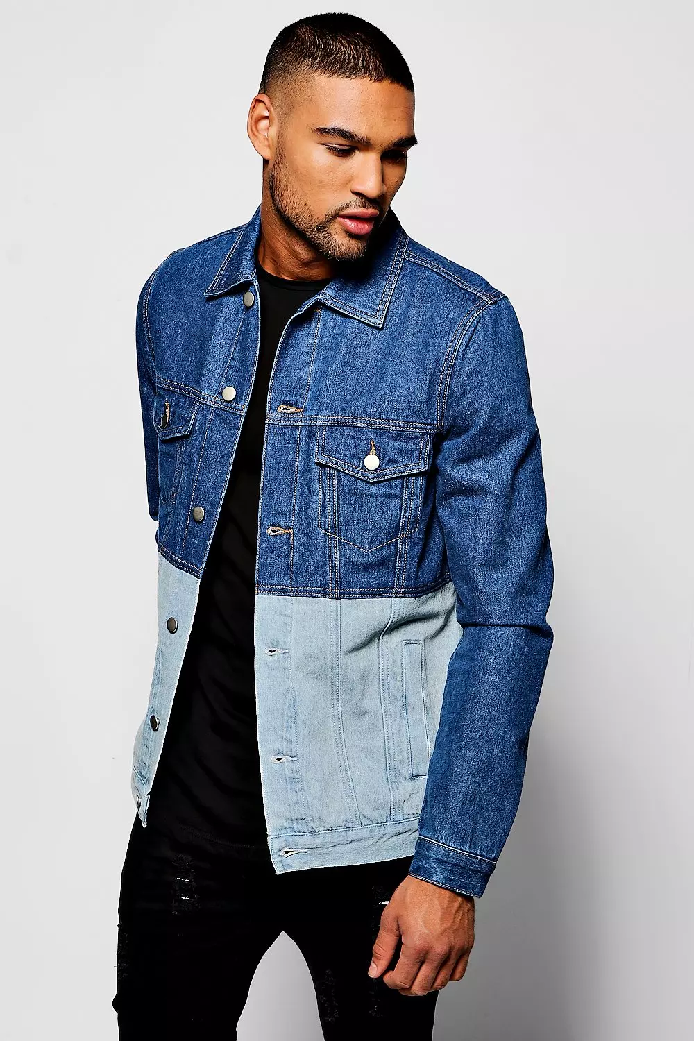 Half denim 2025 jacket mens